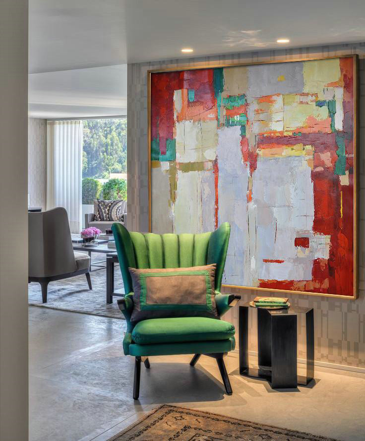 Original Abstract Painting Extra Large Canvas Art,Oversized Contemporary Art,Large Living Room Decor,Red,Orange,Purple,Green,Yellow.etc